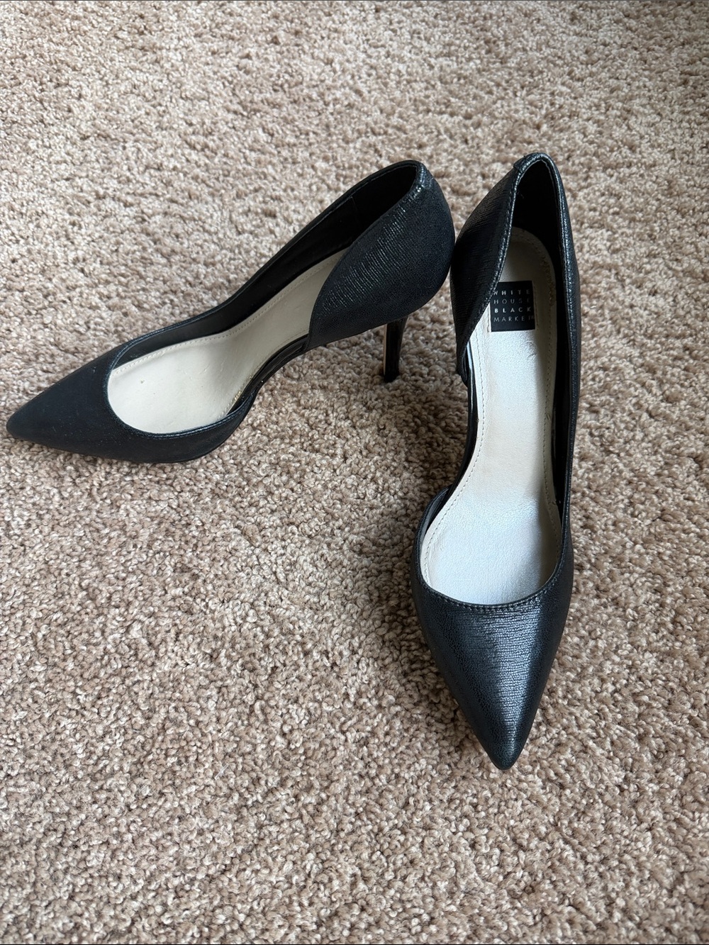 White House Black Market Black Textured Pointed D'Orsay Pumps